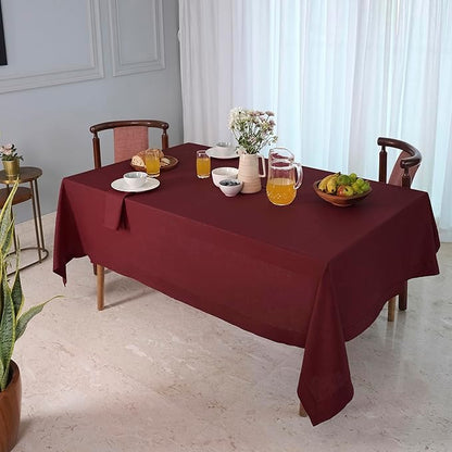 D'Moksha Homes Linen Tablecloth 60 x 120 Inch - 100% Pure Linen Dark Red Table Cloth for Rectangle Tables - Machine Washable Cloth Tablecloth for Valentines, Spring