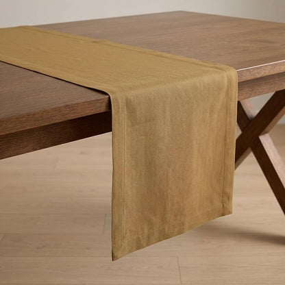 Solino Home 100% Pure Linen Table Runner Caramel Woven, Fete 14 x 72 in | Table - Image 5