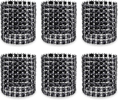 KPOSIYA Napkin Rings, Pack of 120 Rhinestone Napkin Rings Diamond Adornment for Place Settings, Wedding Receptions, Dinner or Holiday Parties, Family Gatherings (120, Black)