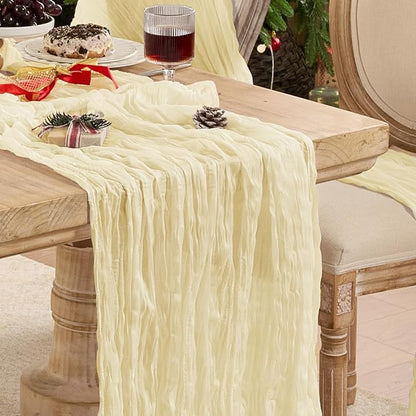 6 Pack Beige Cheese Cloth Table Runner 120 Inch Boho Rustic Gauze 10 FT by Playieer