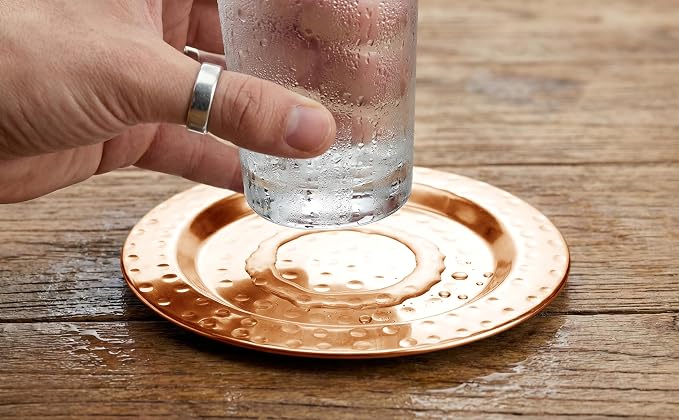 Hammered Stainless Steel Coasters Set of 4 – Anti-Slip Base, Durable & Reusable - Image 3