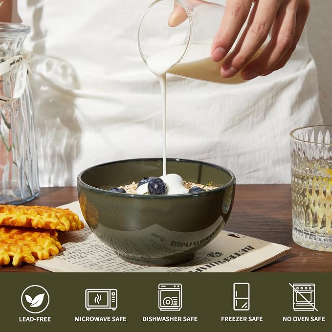 5.3" Cereal Bowls & Dessert Bowls Set of 6-20 Oz Small Bowls - Image 3