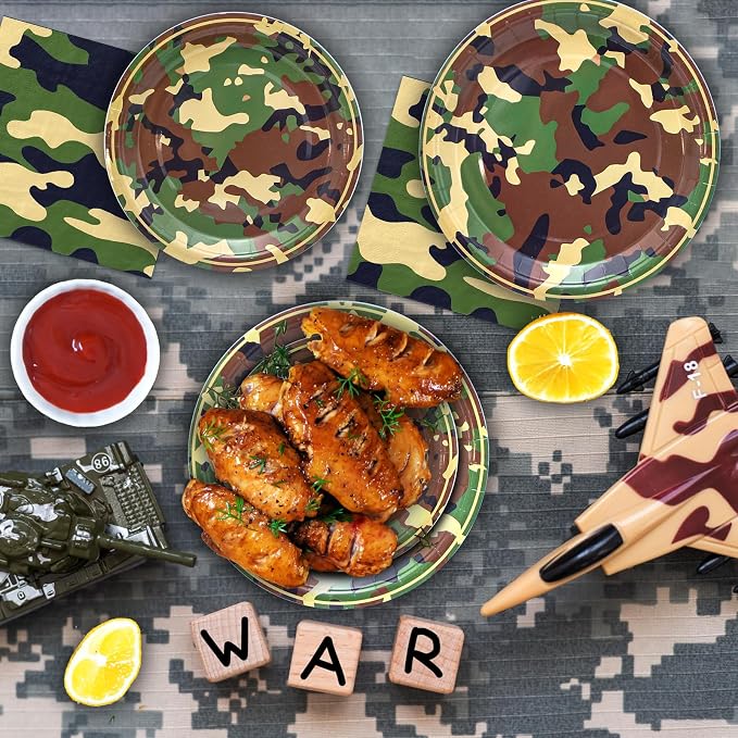 180PCS Camo Paper Plates and Napkins Party Supplies Serve 60, | Disposable - Image 4