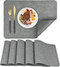 AAPLKER Faux Leather Placemats Set of 6, Vinyl Placemats Wipeable Waterproof Oil-Proof Table Mats, Heat Resistant Place Mats, Table Mats for Kitchen Indoor Outdoor, 16.9 x 11.8 inches (Grey)