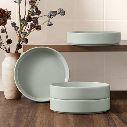 E-far Pasta Bowls Set of 4, 35oz Ceramic Large Salad Bowl Plates - Image 6