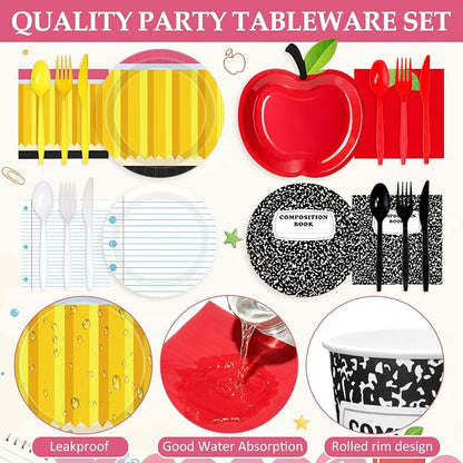 450 Pcs Preschool Kindergarten Back to School Tableware, Serves 50 | Apple - Image 3
