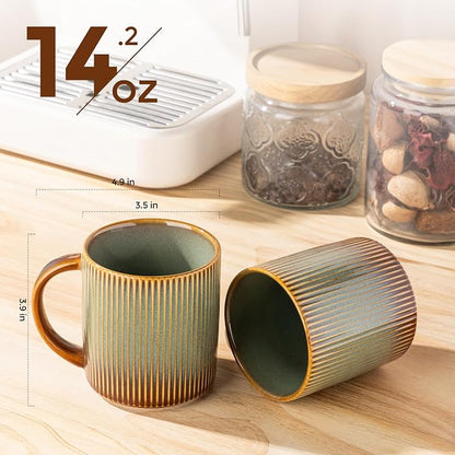 theterra Ceramic Coffee Mugs Set of 4, 14.2 oz Coffee Cups - Image 2