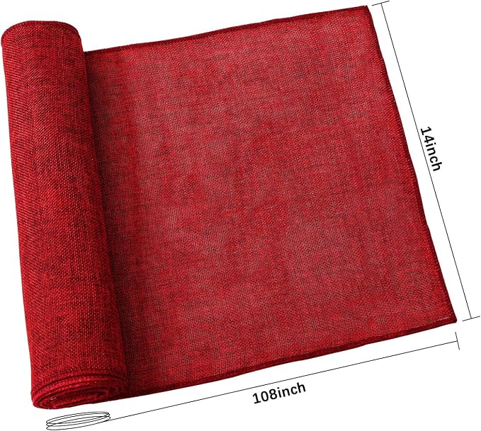 Burgundy Valentines Day Table Runner Burlap Table Cloth 2 Packs 13x108 Inch | - Image 7