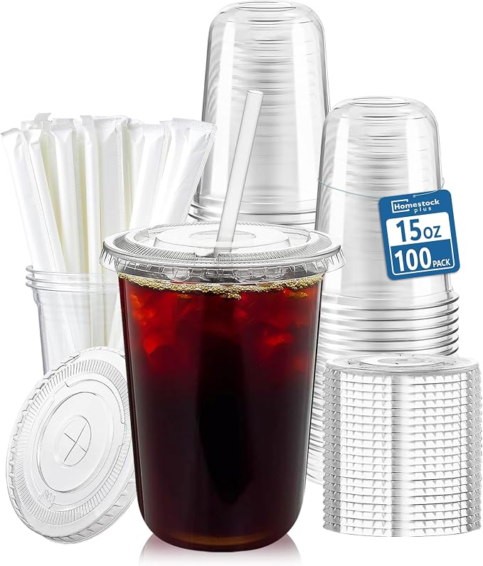 Homestockplus 15 oz Clear PET Plastic Cups by Homestockplus
