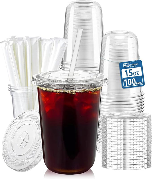 Homestockplus 15 oz Clear PET Plastic Cups by Homestockplus