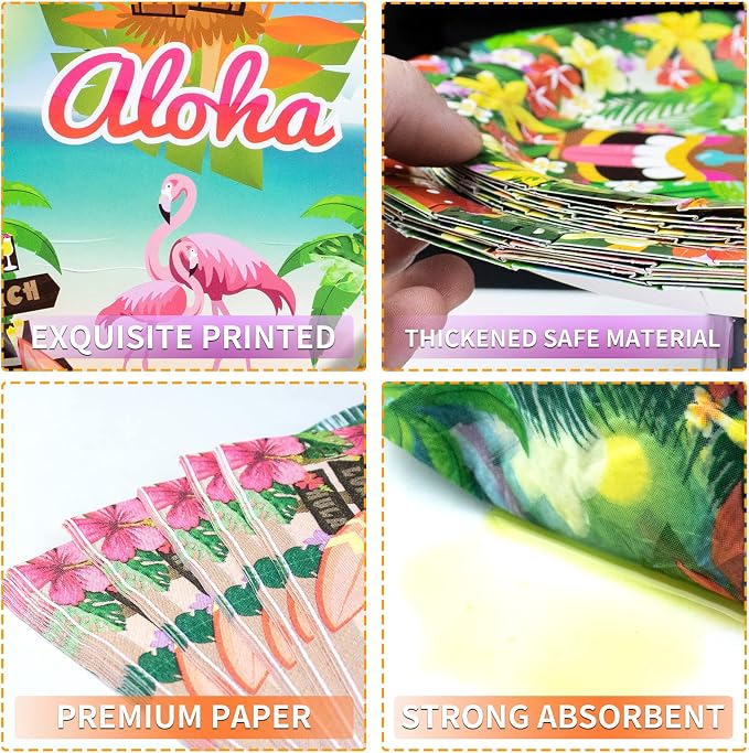 180PCS Hawaiian Aloha Plates and Napkins Party Supplies Serve 60 | Disposable - Image 3