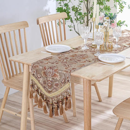 Luxury Vintage Table Runner Embroidery Jacquard Fabric - Image 4