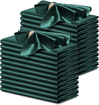 P Pothuiny 24 Pcs Green Satin Napkins 17 x 17 Inch, Satin Cloth Napkins | by P+Pothuiny