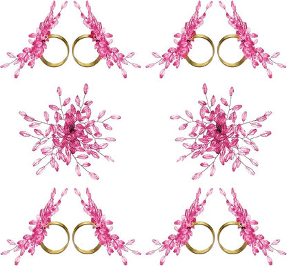 Napkin Rings Set of 12 for Dining Table Decoration Parties Everyday Metal Napkin Holder Leaf Pink (Pack of 12)