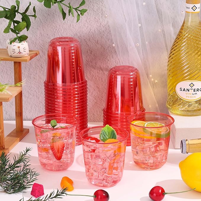 KesaPlan 100Pcs 12oz Red Plastic Party Cups, Disposable Wine Cocktail Cups | - Image 5