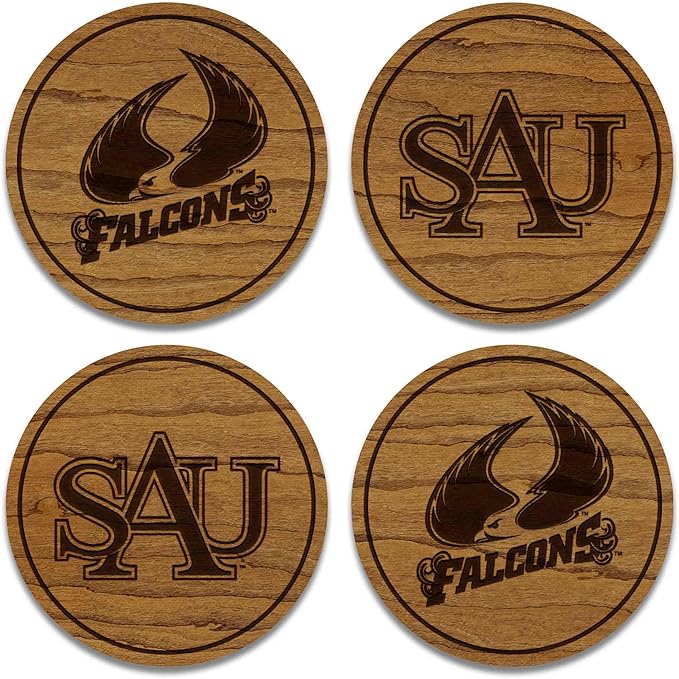 LazerEdge Saint Augustine's Falcons Wooden Coaster Set - Cherry Wood - Officially Licensed Product - 4-Pack