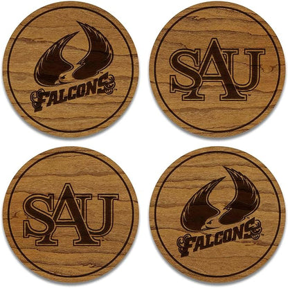 LazerEdge Saint Augustine's Falcons Wooden Coaster Set - Cherry Wood - Officially Licensed Product - 4-Pack