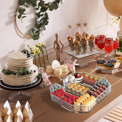 13.8" Acrylic Number Charcuterie Tray, Fillable Number Charcuterie Box for Food, Reusable Serving Cake Candy Dish Display Tray for Birthday Anniversary Party Decoration (Square Number 9)