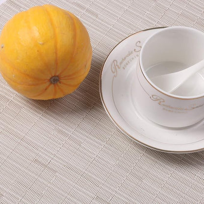 SHACOS Round Table Placemats Set of 7 Wedge Shaped Place Mat with Centerpiece Circle Mat Heat Resistant Small Round Table Mats Washable (7, Beige)