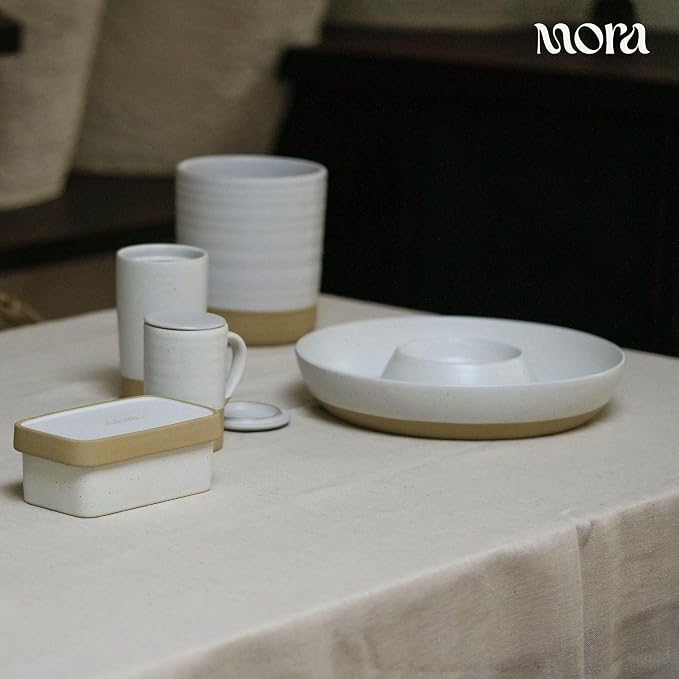 MORA Ceramic Chips and Dip Serving Tray: Large Divided Party Bowl Set - Image 6
