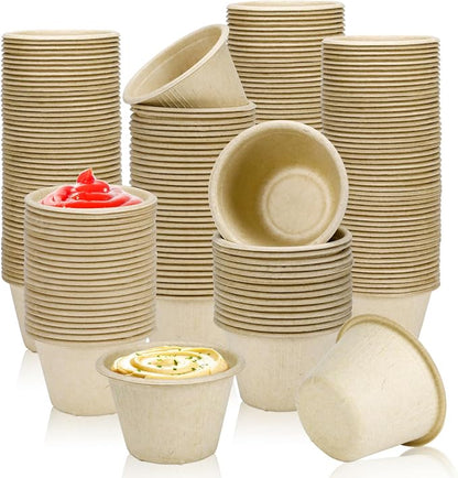 LeonBach 150 Pack 4 oz Natural Bagasse Fiber Paper Bowls, Small Disposable by LeonBach