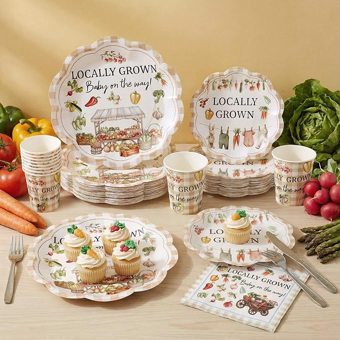 250 Pcs Locally Grown Babyshower Disposable Paper Plates and Napkins | - Image 2