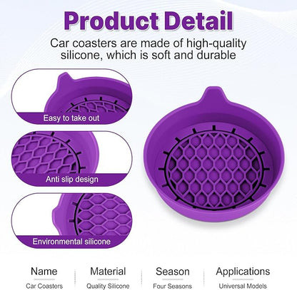 Car Cup Holder Coaster, Silicone Cup Holder Insert, Universal Non-Slip Cup - Image 4