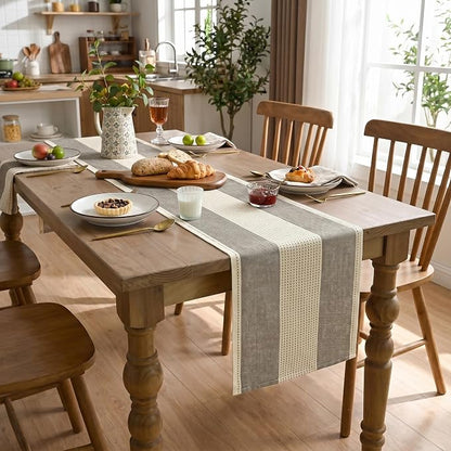 Artoid Mode Brown Farmhouse Rustic Table Runner, Seasonal Fall Macrame Fabric - Image 5