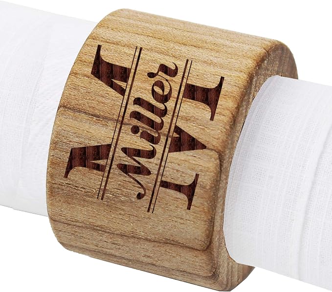 The Wedding Party Store Custom Personalized Wood Napkin Rings - Image 2