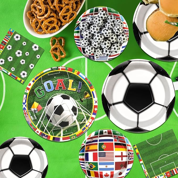 180pcs Soccer Plates and Napkins Party Supplies, Serves 60 | International - Image 4