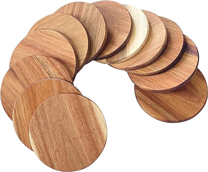 36 Pack Acacia Wood Drink Coasters, 3.68 Inch Round Wooden Acacia Wood Cup - Image 5