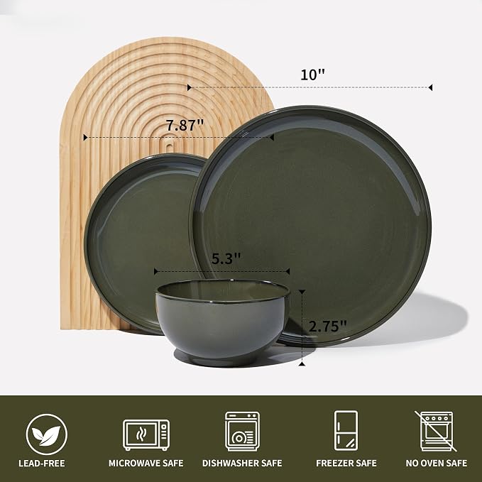 24 Piece Dinnerware Set for 8, Santorini Mist Terracotta Plates and Bowls Sets - Image 2