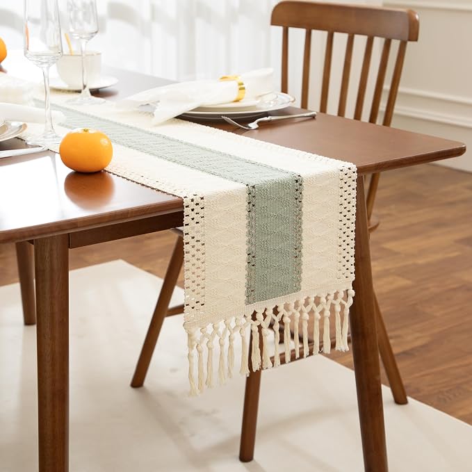 Boho Green Table Runner, 12x72 Inches | - Image 6