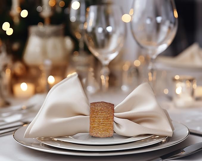 COTTON CRAFT Glitz Handmade Beaded Napkin Rings - Image 5