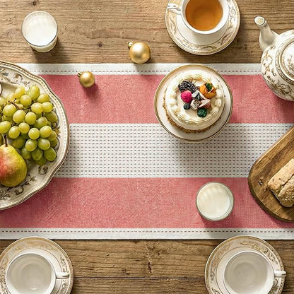 Artoid Mode Red Farmhouse Rustic Table Runner, Seasonal Macrame Fabric Kitchen - Image 3