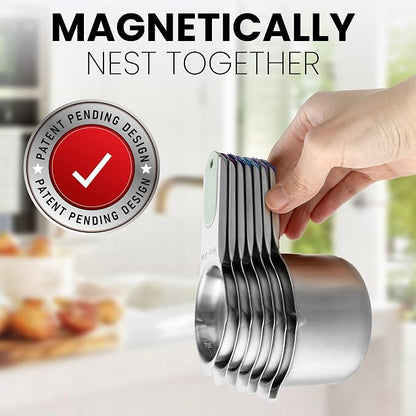 Spring Chef Magnetic Stainless Steel Measuring Cups Set of 7, Winter Frost | - Image 5