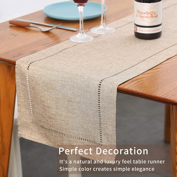 Tosewever Decorative Linen Table Runner Farmhouse Style Tabletop Collection 14 - Image 4
