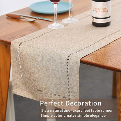 Tosewever Decorative Linen Table Runner Farmhouse Style Tabletop Collection 14 - Image 4