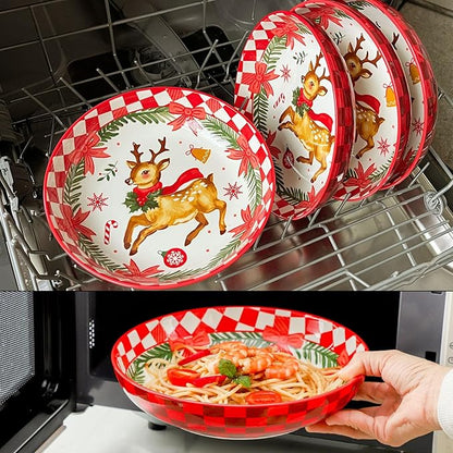 glowworm Pasta Bowls, 38 Oz Ceramic Salad Bowls Set of 4, Serving Bowls for Ramen, Fruit, Dishwasher & Microwave Safe