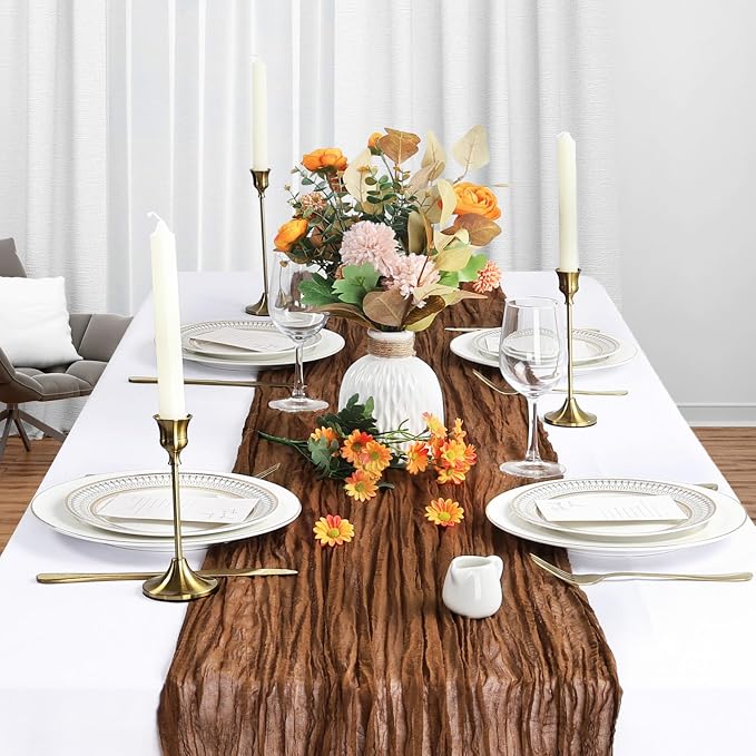 12 Pack 35 x 120 Inch Brown Table Runner Cheesecloth 10Ft | Gauze Cheese Cloth - Image 3