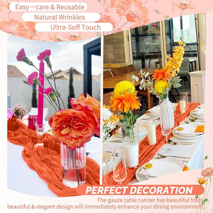 Showgeous 30 Pack Orange Cheesecloth Table Runner, 17 x 108 Inches | Boho - Image 6