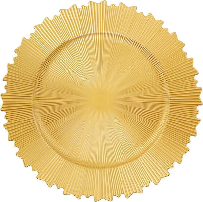 50 Pcs Charger Plates Set, Round Charger Plates, Reusable Serving Plates Embossed Rim Plastic Chargers Plate Decorative Round Plate Chargers for Dinner Plate Table Wedding Shower Decoration