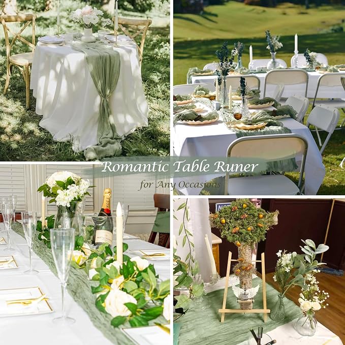 10 Pack Sage Green Cheesecloth Table Runner 35x120 Inch, Boho 10FT Cheese Cloth - Image 5