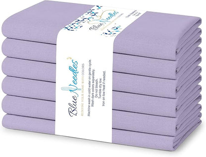 Blue Needles Solid Cloth Napkins Set of 6 Lavender 100% Cotton Dinner Napkins 18x18 inches - Soft, Reusable, Absorbent & Washable Linen, Ideal for Christmas Events, Parties & Everyday Use