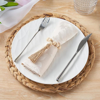 Napkin Rings Set of 12, Wooden Napkin Rings, Wood Bead Napkins Rings - Image 2