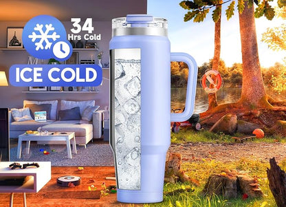 Meoky 40 oz Tumbler with Handle and Straw, Insulated Tumbler with Lid and Straw - Image 2