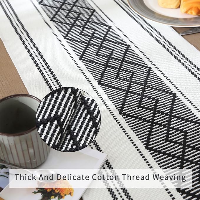 Woven Table Runners Farmhouse Style, Boho Table Runners 90 inches Long - Image 3
