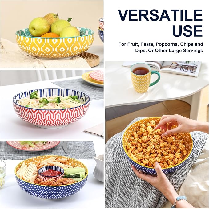 Selamica 9.5" Serving Bowls, 60 OZ Large Salad Bowls Set of 3 - Image 5