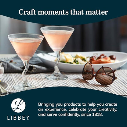 Libbey Z- Stem Martini Glasses Set of 4, Twisted Martini Cup Set, Tall Cocktail - Image 6