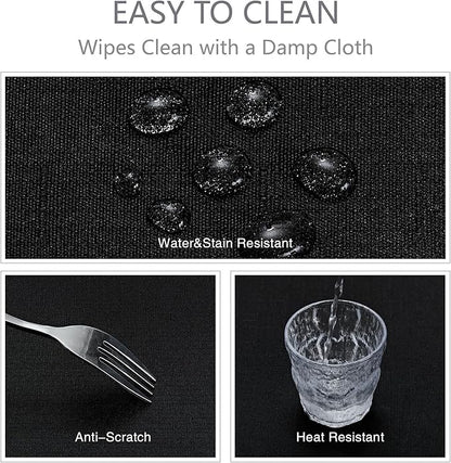 Rectangle Tablecloth Waterproof 60x144 inch Linen Textured Table Cloth Stain and Wrinkle Resistant Washable, Decorative Fabric Table Cover for Dining, Party and Camping, Black